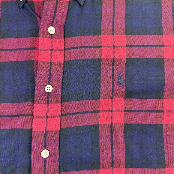 Ralph Lauren Mens Red/Black Cotton Plaid Button-Down Shirt Size L - Picture 4 of 8
